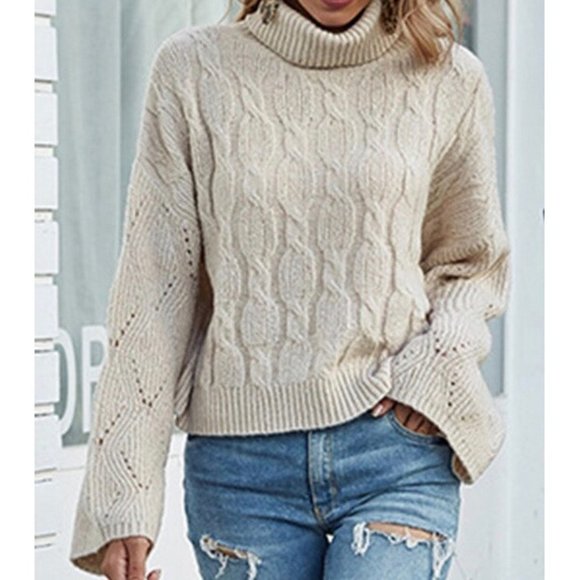 1 LEFT!! SWEATER WEATHER RIBBED COWLNECK SWEATER - Picture 4 of 5